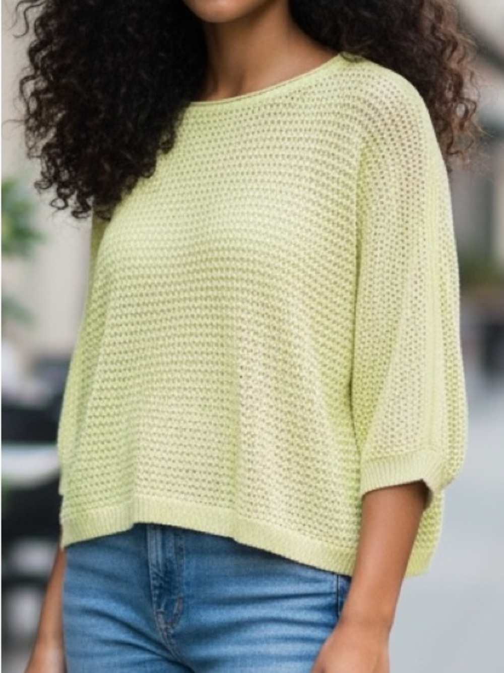 J. Jill Light Green Knit Women's Sweater - Relaxed Boatneck - M